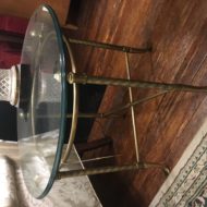 #271 Beveled glass and brass table with fluted legs and splayed feet