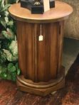 #579 & #580 Vintage traditional solid walnut column drum table with two doors